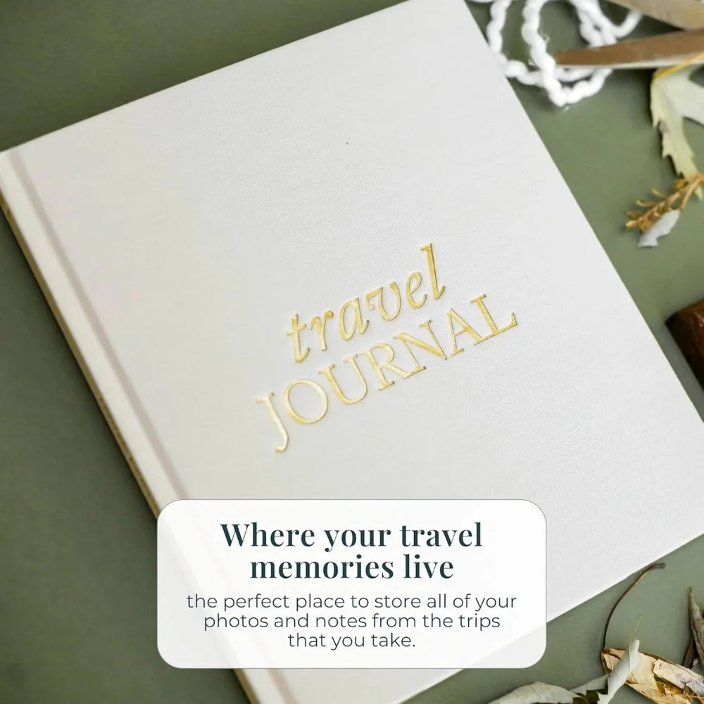 Duncan and Stone Linen Travel Journal: Gold Foil Adventure Book, Photo Album